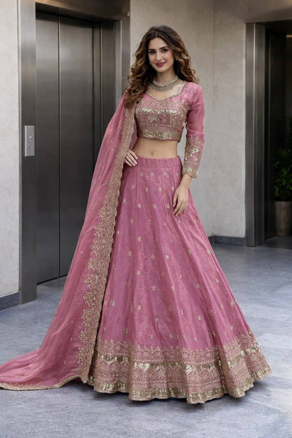 Heavy Two Tone Fandy Silk Designer Lehenga Choli with Sequins Embroidery Work