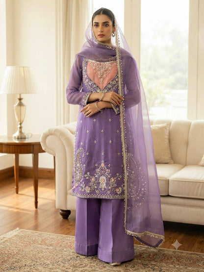 NC Moss Embroidered Sharara Suit Set – Available in 4 Colors