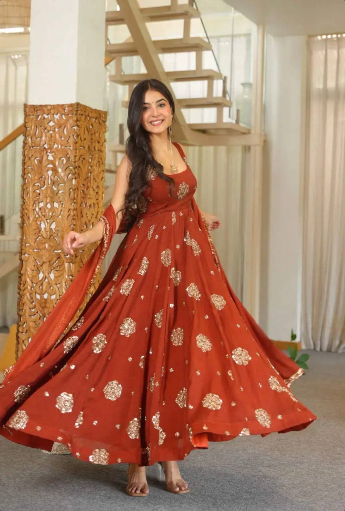 Fully Stitched Doremon Crush Anarkali Gown with Sequence Work