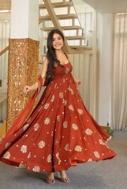 Fully Stitched Doremon Crush Anarkali Gown with Sequence Work