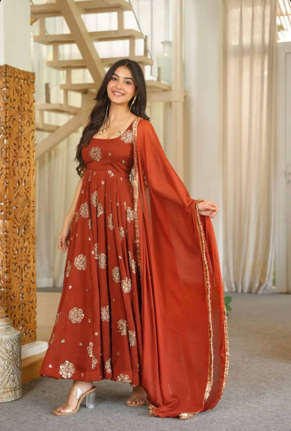 Fully Stitched Doremon Crush Anarkali Gown with Sequence Work
