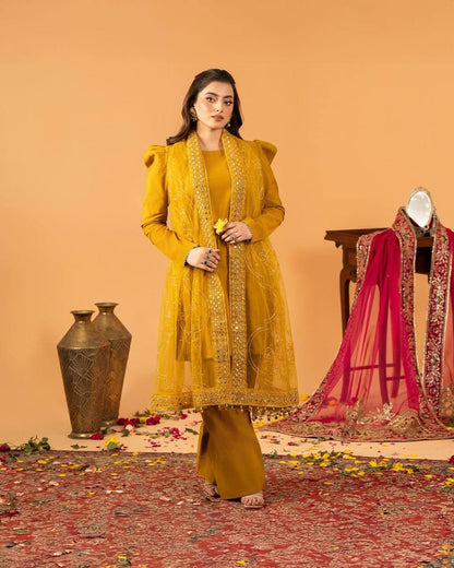 Fully Stitched Farshi Salwar Suit Set with Multi-Needle Embroidery Dupatta