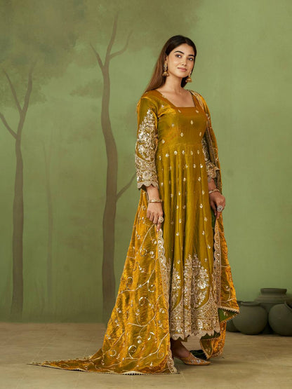 Heavy Jelly Shimmer Silk Anarkali with Coding & Sequins Work – 09 Color Options