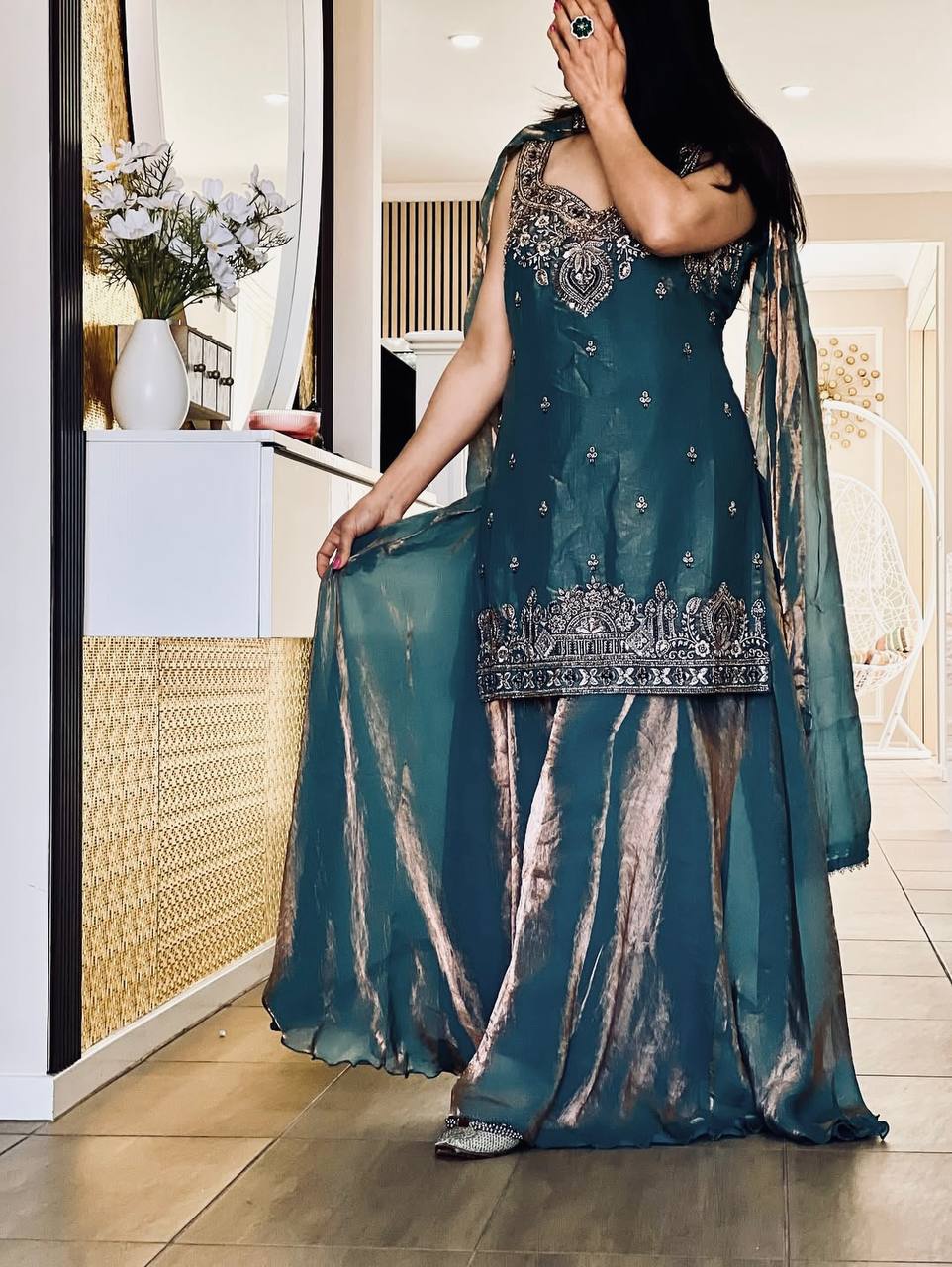Pure Fendy Silk Beads & Sequence Embroidered Suit Set