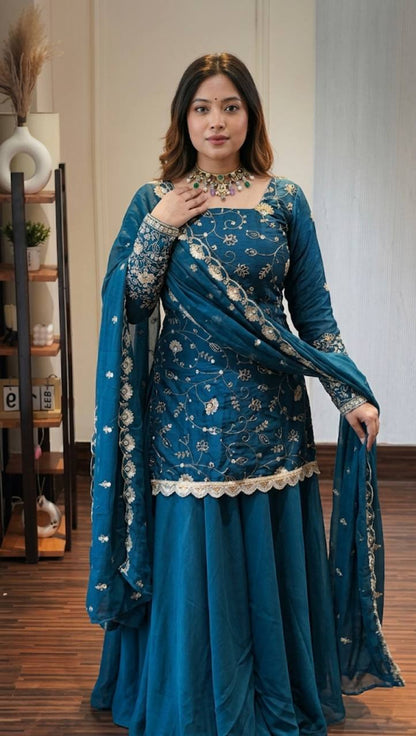 Pure Crush Silk Beads & Sequence Embroidered Suit Set