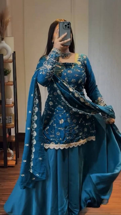 Pure Crush Silk Beads & Sequence Embroidered Suit Set