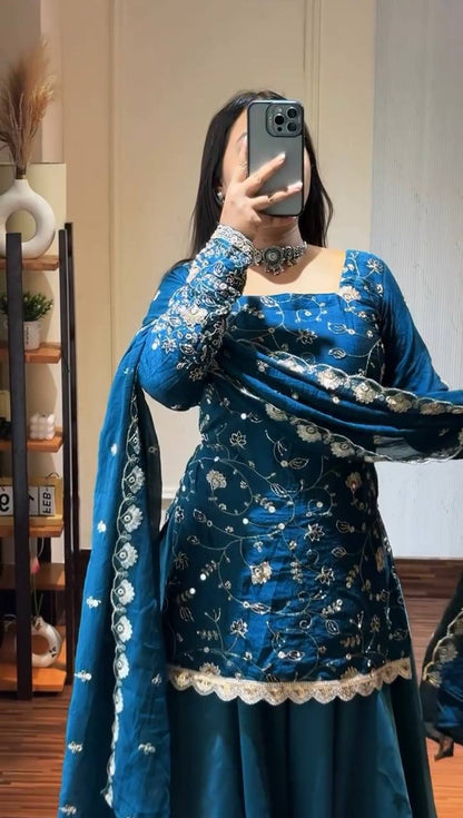 Pure Crush Silk Beads & Sequence Embroidered Suit Set