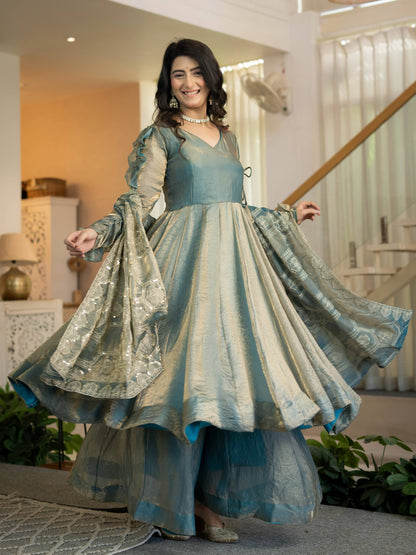 Heavy Fendy Silk Anarkali with 5mm Sequence Work & Full Flare