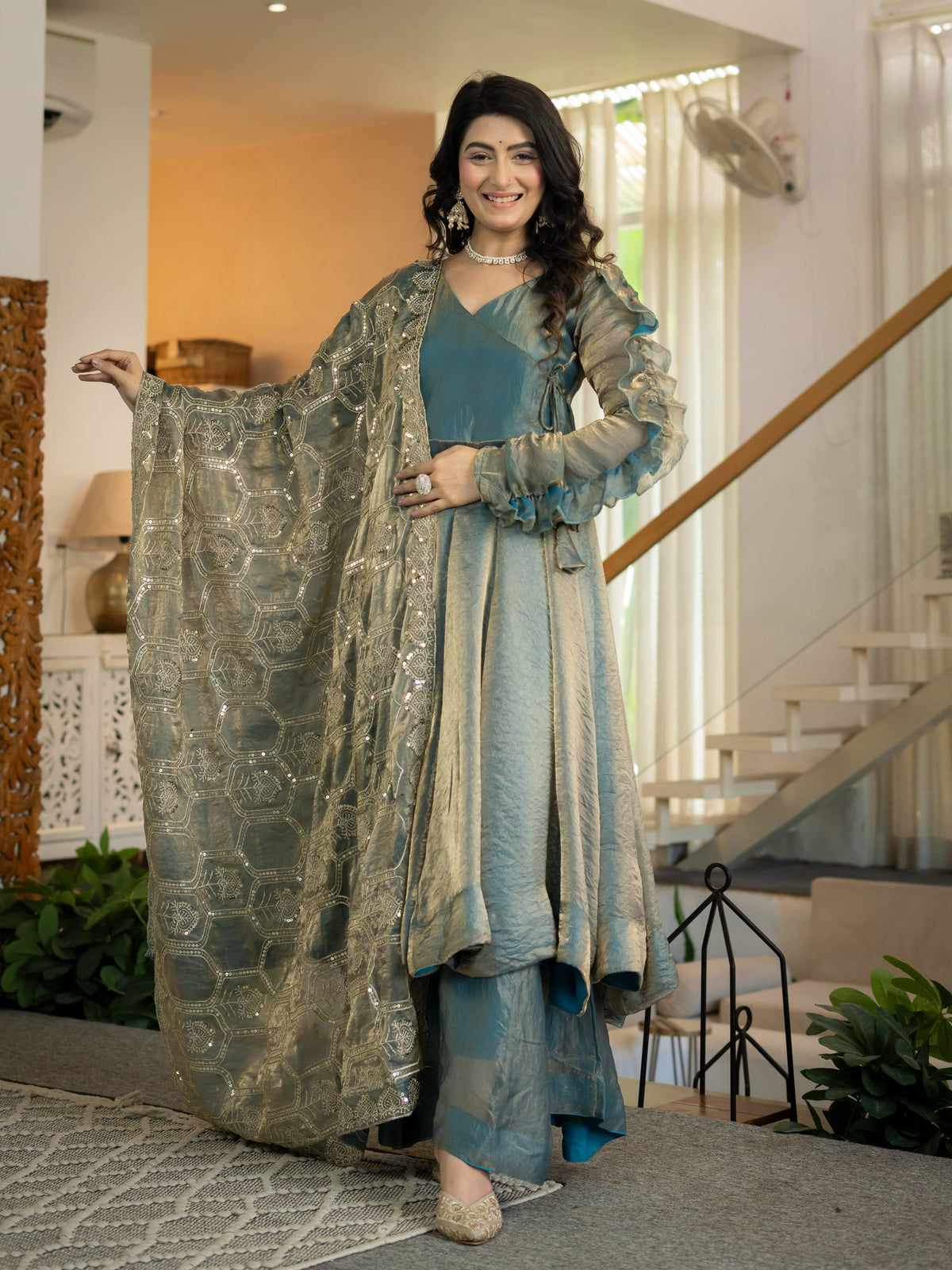 Heavy Fendy Silk Anarkali with 5mm Sequence Work & Full Flare