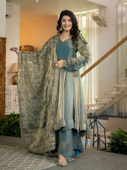 Heavy Fendy Silk Anarkali with 5mm Sequence Work & Full Flare