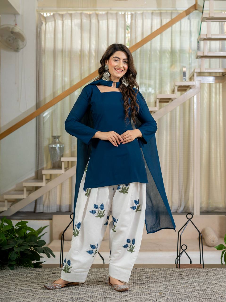 Roman Cotton Kurti with Embroidered Cambric Salwar Suit