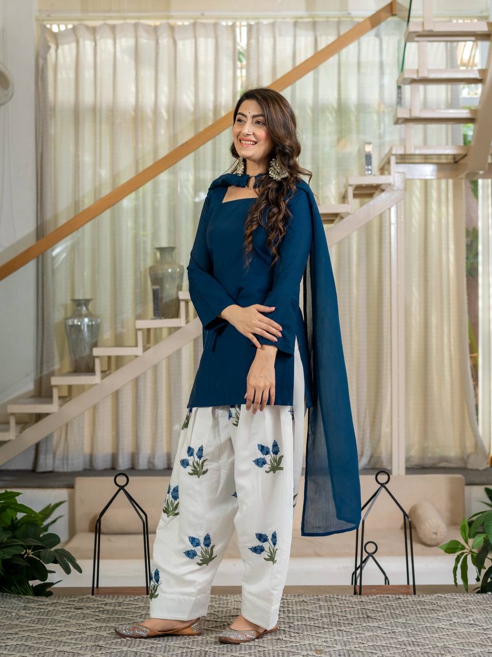Roman Cotton Kurti with Embroidered Cambric Salwar Suit