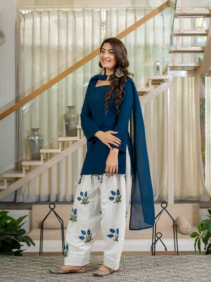 Roman Cotton Kurti with Embroidered Cambric Salwar Suit