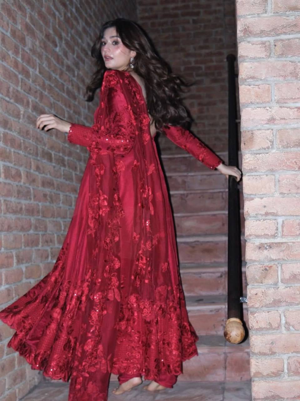 Fully Stitched Red Suit Set with Thread & Sequence Embroidery