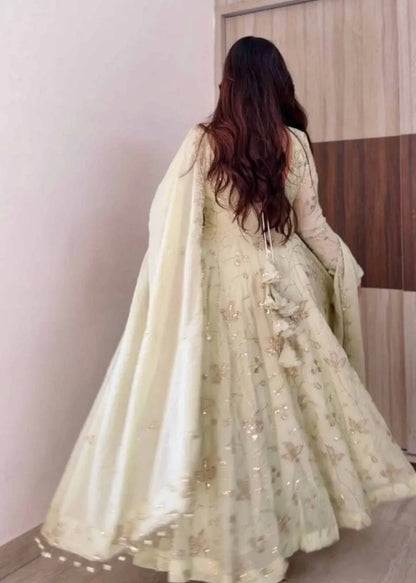 Premium Fendy Silk Sequence Embroidered Anarkali Suit Set