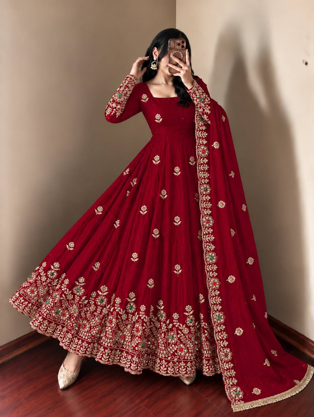 Premium Doremon Crush Sequence & Diamond Work Anarkali Gown Set