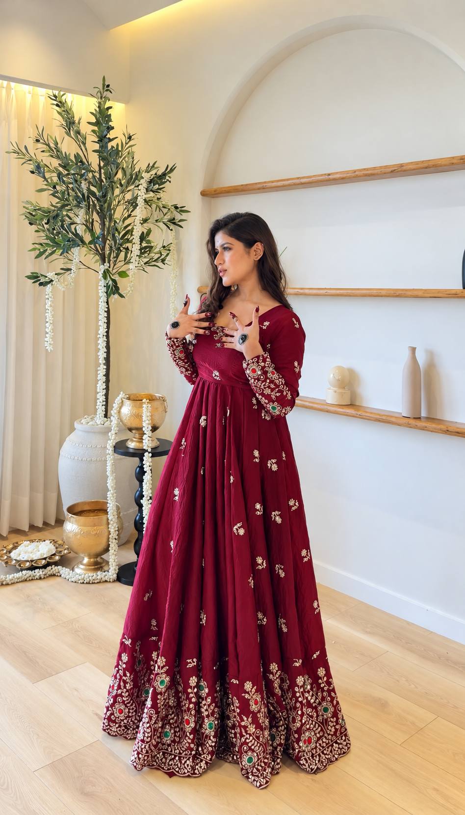 Premium Doremon Crush Sequence & Diamond Work Anarkali Gown Set
