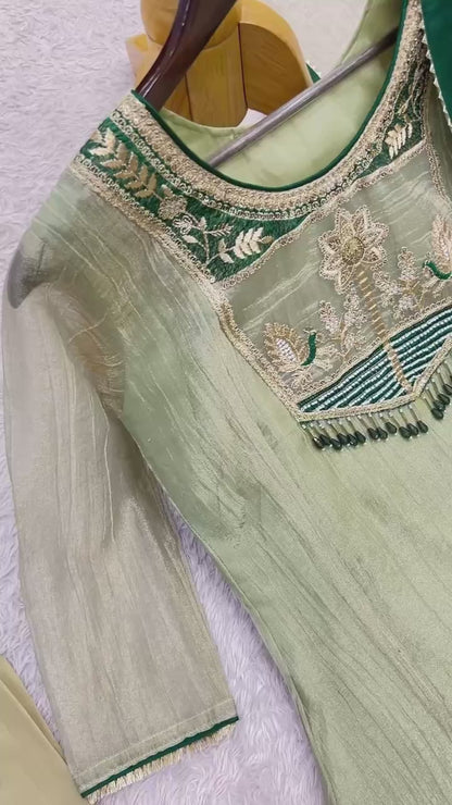 Premium Embroidered Straight Kurti Pant Set with Border Dupatta (Available in 2 Colors)