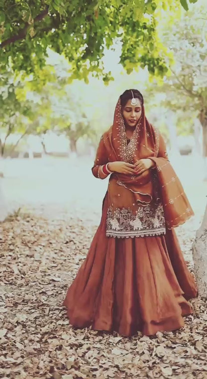Traditional Brown Anarkali Suit with Embroidered Dupatta | Festive Collection