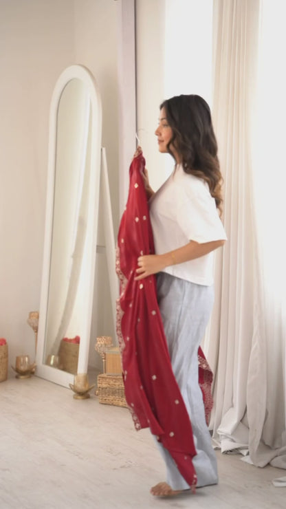 Women's Party Wear Maroon Cutwork Embroidered Short Kurti Salwar Set