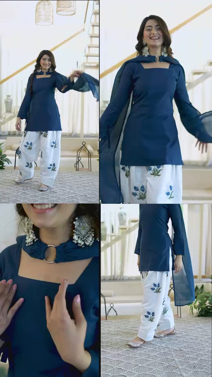 Roman Cotton Kurti with Embroidered Cambric Salwar Suit