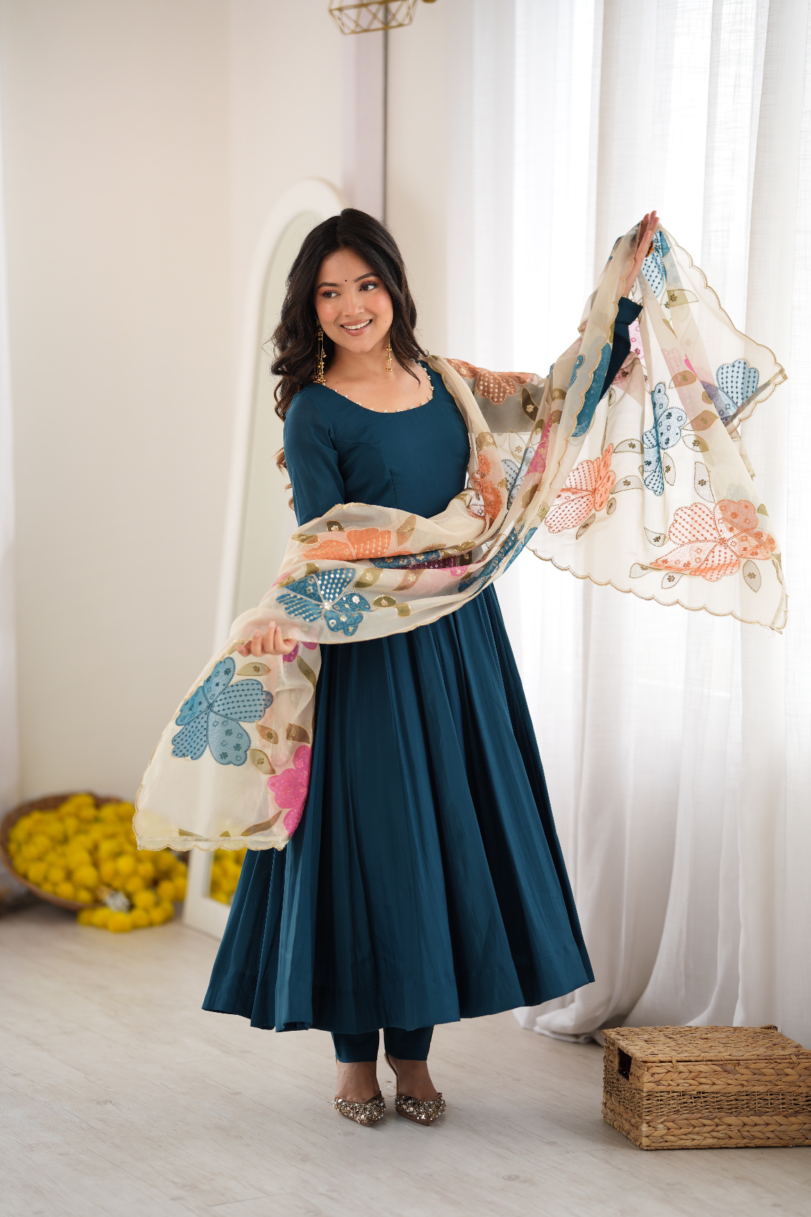 Stylish Navy Blue Anarkali Kurti Set | Festive Ethnic Wear