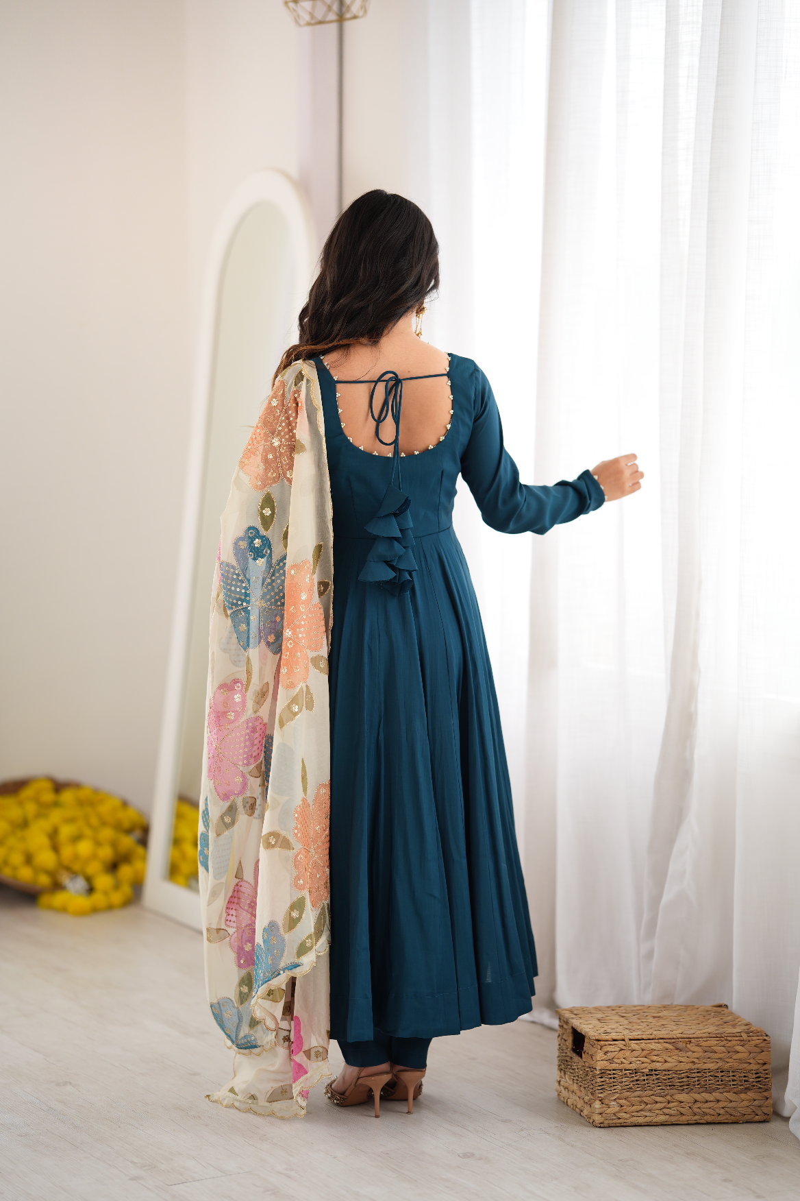 Stylish Navy Blue Anarkali Kurti Set | Festive Ethnic Wear